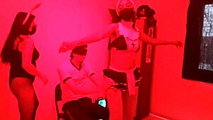 wanna dance erotically with hot latina milfs until that effeminate guy joins for steamy threesome sex?