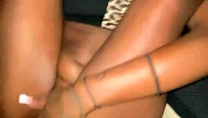 horny ebony babe bends over big black cock outdoors in homemade public pounding