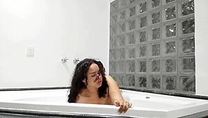hot latina chubby teen bent over in motel hydromassage, i pound her fat pussy deep and flood her womb with cum