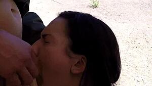 paisley parker gagged hard outdoors in uniform... sweet scottish brunette cop detained 😜🍆