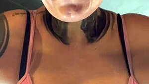 at the gym i got sweaty with this tanned babe her wet pussy dripped down her legs