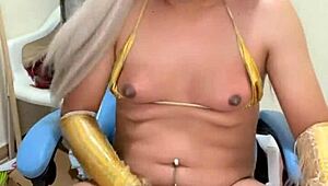 Sexy Transexual in Pink Pajamas Ready to Tease and Tempt!