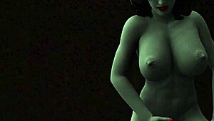 Demon futa face baie cu prietenele dând muie cu țâțe mari