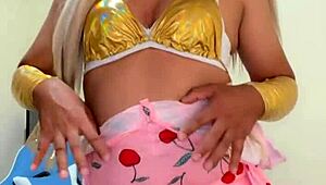 Sexy Transexual in Pink Pajamas Ready to Tease and Tempt!