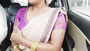 Indian aunty asks son-in-law wanna fuck in car on long drive with dirty telugu talk?