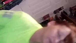 my ol lady drops to her knees sucking me off while young boo boo watches her swallow every drop