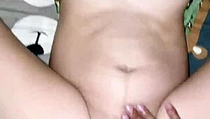 Young pregnant Asian mom takes coworker's big cock creampie in dorm room