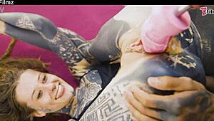 tattooed goth punk couple slams rough anal fingering sloppy blowjob nipples pierced 😈🔥