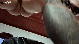 brazilian wife straps on 30cm dildo fucks humiliating husband