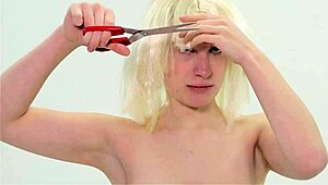hey submissive babe watch her hair get chopped wild