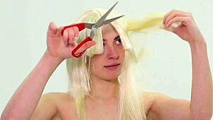 hey submissive babe watch her hair get chopped wild