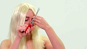 hey submissive babe watch her hair get chopped wild