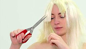 hey submissive babe watch her hair get chopped wild