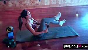 extra small latina jessica burciaga strips lingerie teasing shaved pussy big tits