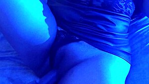 hot latina milf glows blue light oral dildo juicy pussy orgasms flow