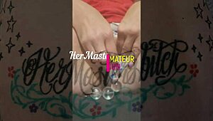 Kiwi milf slut stuffs glass beads in ass before creampie pounding