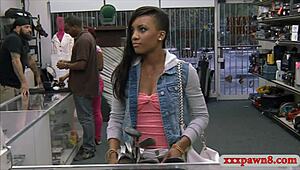 hidden cam catches ebony babe sucking monster cock then pounded by pawn guy