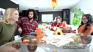 Teens Ravaging Food And Thick Cocks In Wild Thanksgiving Group Bang