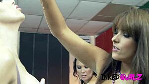 Valery S and inked girls turn car wash into wild group sex.