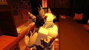 Shark girl furry gets wild solo fun in roblox bedroom play