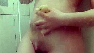 hot young 18+ girl steps into shower for steamy bathing session