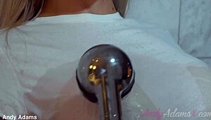 Big Tits Blonde Aussie Pornstar Soaks Shower Wet T Shirt Huge Boobs Tattoo Pussy Drip