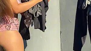 Hot Neighbor Strips Teasing In Sunny Backyard Garden