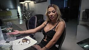 pov shalina devine begs for two cocks cowgirl riding to cum hard