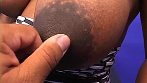 Barefoot Pregnant Ebony Takes Double Cumshots in Huge Tits Orgy