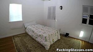 harvard gal dakota bleu in glasses gags on monster cock deepthroat pov then rides doggystyle with spanking and cumshot