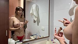 Behind scenes latina jazmine with andres acosta shower ass tease