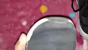 bold cumshot blasts all over her sexy fetish feet