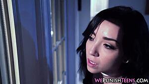 petite teen takes brutal bdsm facial cumshot pounding