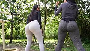 Boyfriend pounds her ass to give friend an anal lesson