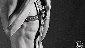 james jacobs skinny black teen strips naked in interracial leather solo