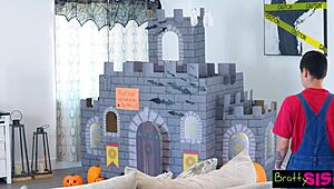 god i love deepthroating in this halloween 3some with chanel camryn cumshots everywhere