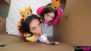 god i love deepthroating in this halloween 3some with chanel camryn cumshots everywhere