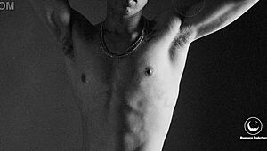 james jacobs skinny black teen strips naked in interracial leather solo