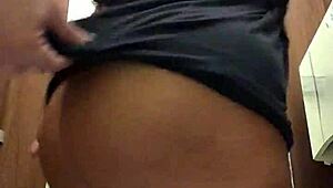 Angel Lima plugs her tight ass while fingering in public mall shop