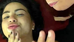 big titted brunette latina babe gives sloppy blowjob at party