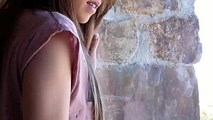 watch this petite brunette teen dance rip clothes off her small tits