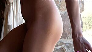 watch this petite brunette teen dance rip clothes off her small tits