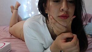Webcam girl performs live from her setup