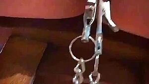 Big Pink Pussy Lips Dangled And Stretched Down With Weights