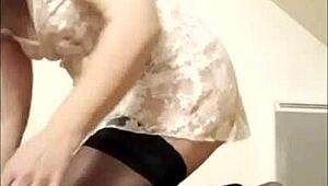 Bound French Maid Slave Endures Dildo Torment and Spanks in Public