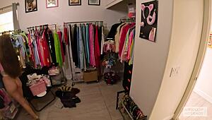 Backstage Juniper Ren interviews cameltoe shaved pussy then craves Nade Nasty's hardcore pounding