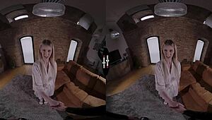 Blonde bride blows shaves pussy handjobs in dark VR wedding room 😍💍