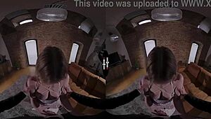 Blonde bride blows shaves pussy handjobs in dark VR wedding room 😍💍