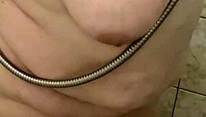 This curvy bbw wife soaps her big ass and natural tits in the shower solo. Part 2.