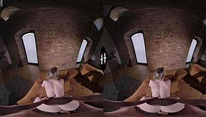 Blonde bride blows shaves pussy handjobs in dark VR wedding room 😍💍